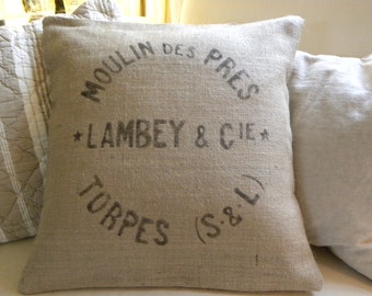 Burlap (hessian) replica French grain sack pillow cover