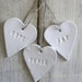 Peace, Joy and Hope set of 3 white clay Christmas tree decorations