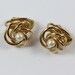 Small Golden Swirl and Pearl Clip On Earrings
