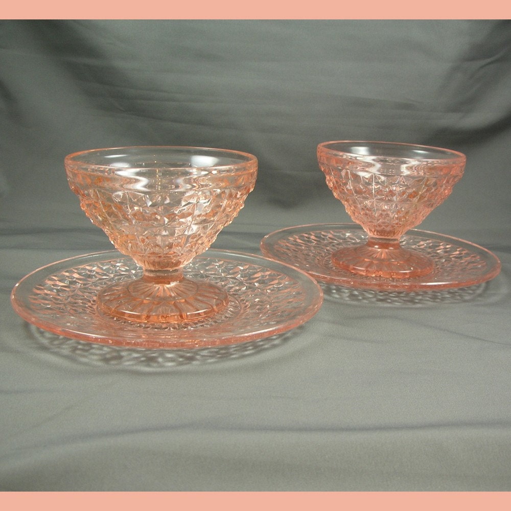 2 Sets of Pink Depression Glass Holiday Buttons and Bow