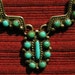 Native American Sterling Silver Petit Point Turquoise Pendant Necklace
