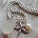 SEA GLASS NECKLACE White Sea Glass Starfish, Creamy Pearl, Ball Chain, Pewter Starfish