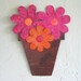 Metal wall art - Flower Pot - Repurposed metal sculpture kitchen bathroom decor 11 x 9 eco friendly