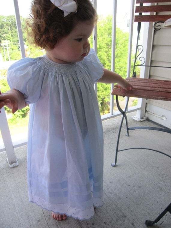 Blue smocked toddler dress size 18 months
