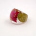Rosebud Resin Ring. Red Pressed Flower Resin Ring. Rose Cocktail Ring. Handmade Jewelry with Real Flowers - Red Rose