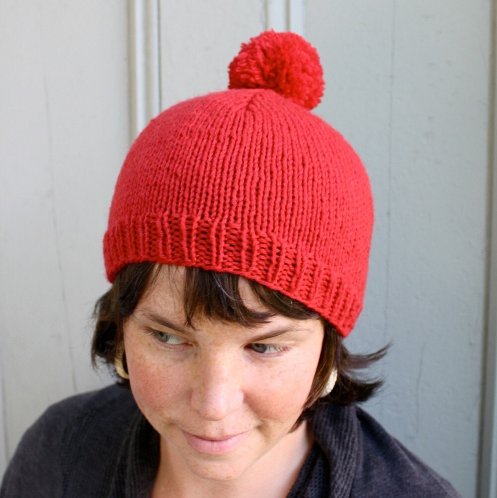 Life Aquatic red beanie sailor hat with pom pom