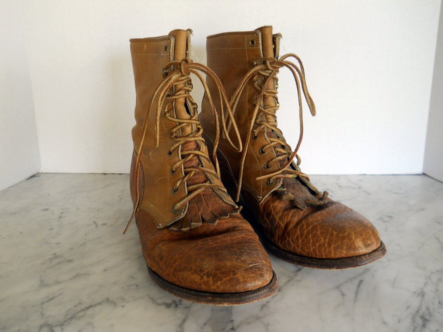 justin lace up ropers mens