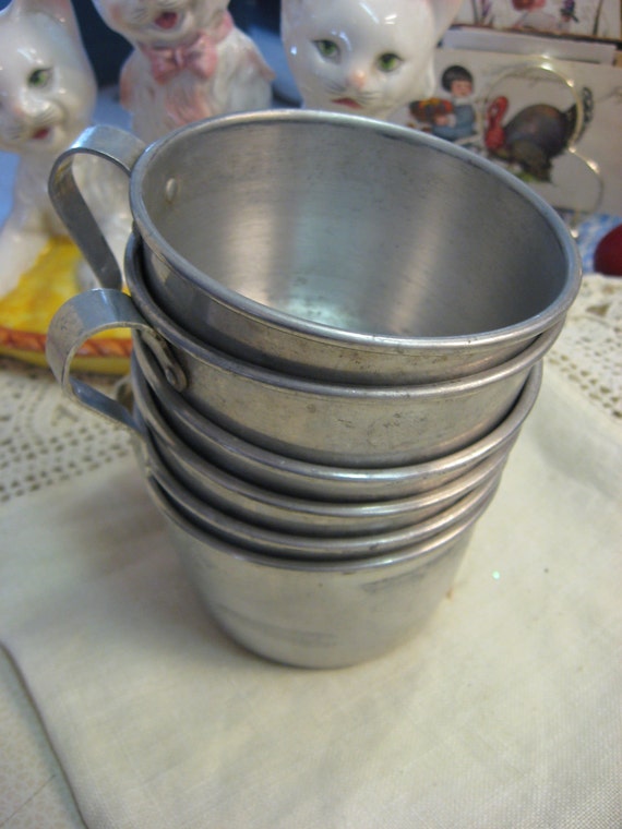 CUP vintage Coffee cup  Bowl Hook Cup aluminum Drinking Cowboy Handle Vintage ALUMINUM