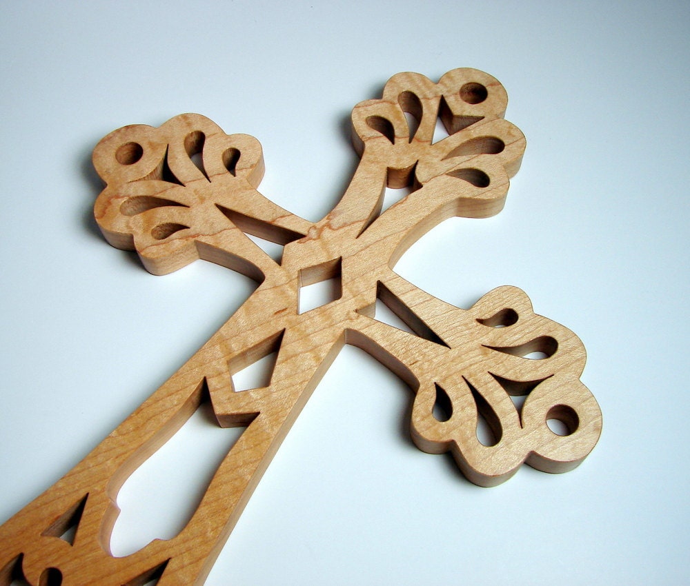 Cross / Ornate / Large Wall Hanging by ScrolLynneWoodArt on Etsy