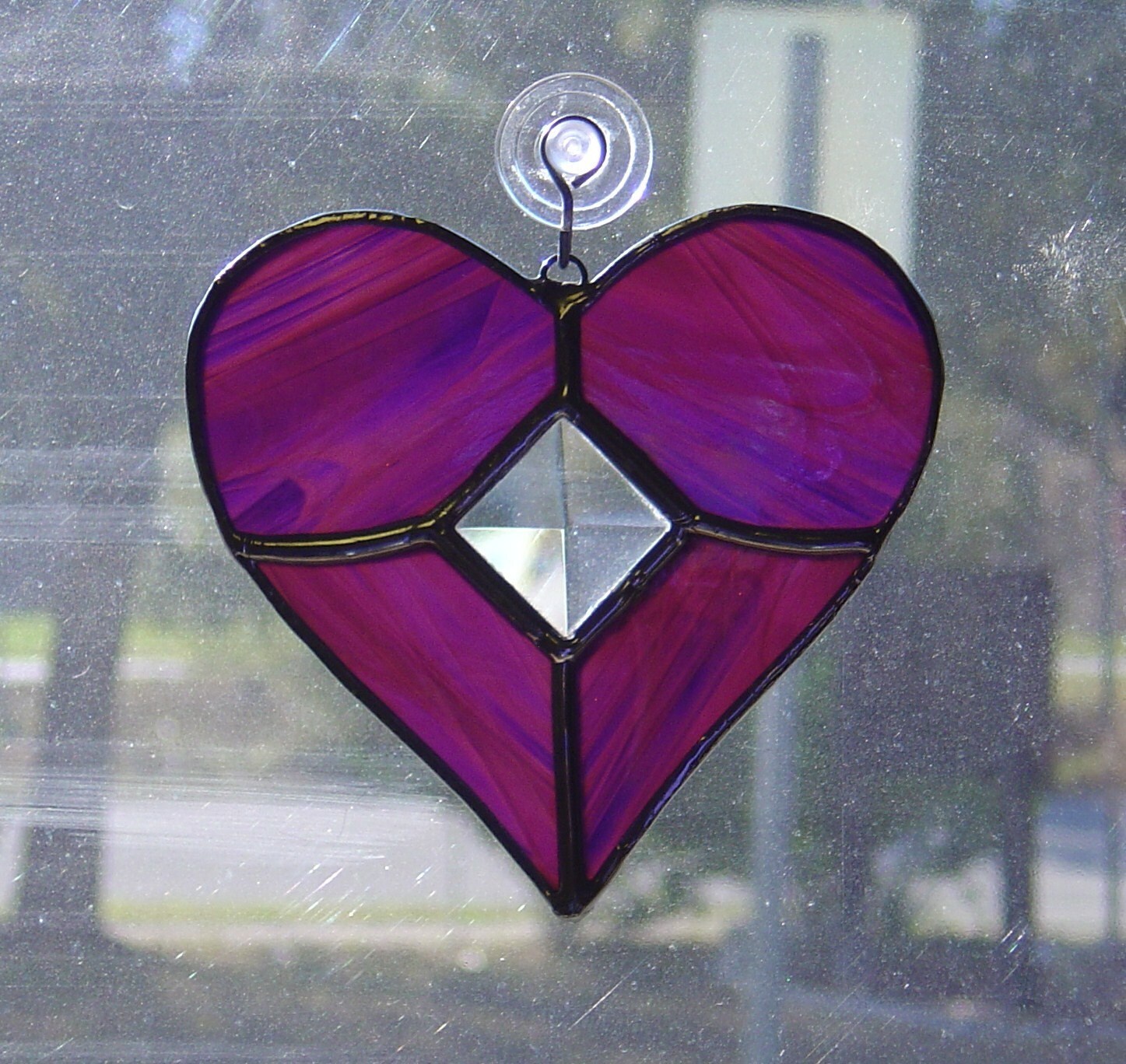 Irridescent PURPLE Stained Glass Heart with by StainedGlassAndMore