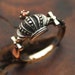 Sterling Silver Crown Red Crystal Carved Vintage Ring