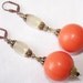 Art Deco Czech Glass and Orange Lucite Vintage Earrings