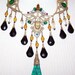 Lovely 1920s Art Deco Egyptian Green and Black Czech Glass Vintage Necklace