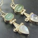 Beautiful Aventurine and Moonstone Sterling Silver Vintage Earrings