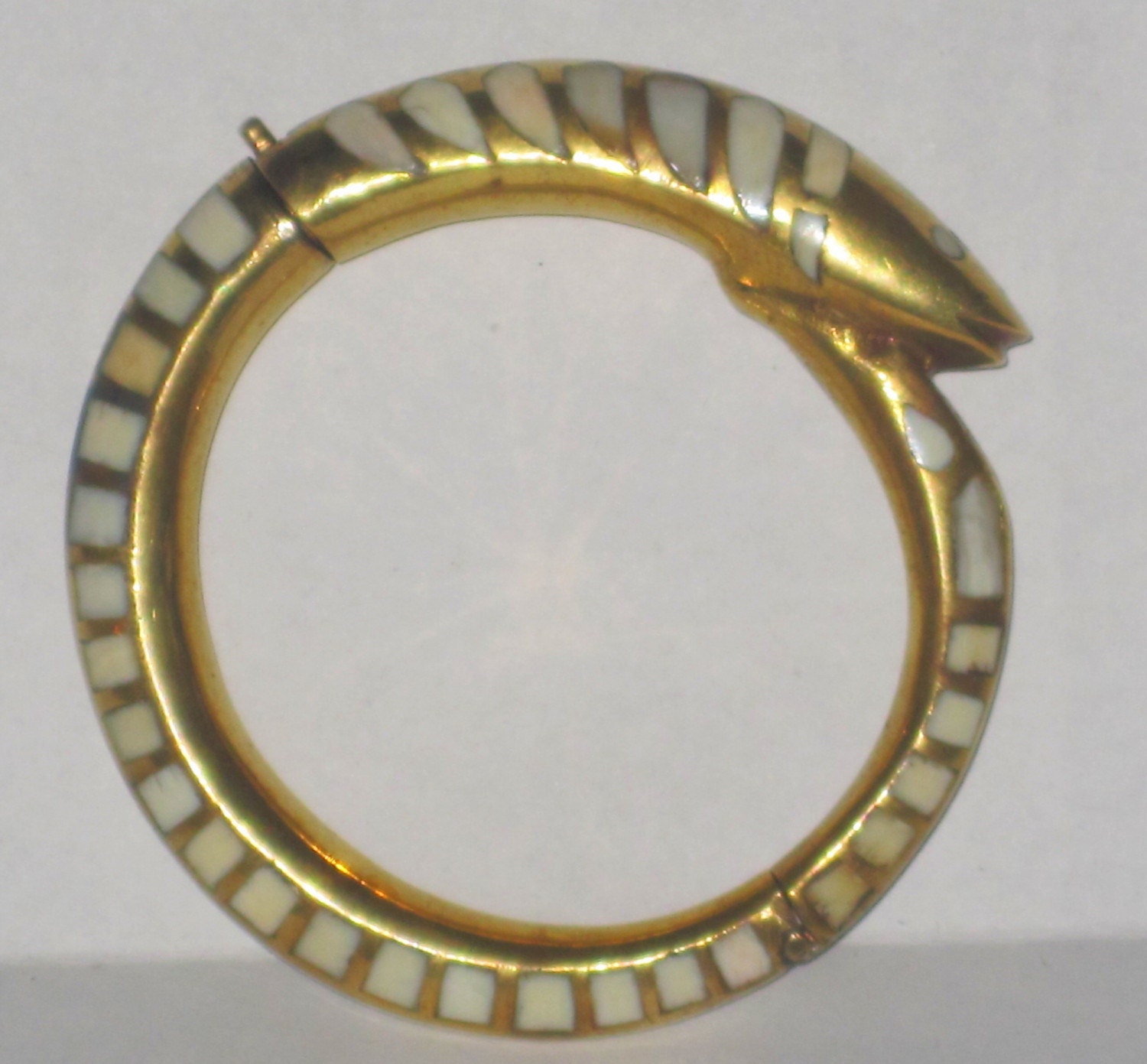 Antique Egyptian Vintage Snake Bracelet Brass with REAL SNAKE