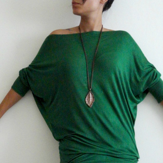 Green tunic top Plus size green tunic top with bat sleeves by onor