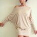 Oversize Cotton Tunic Top- Cream (beige) Tunic Top with bat sleeves