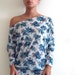 ON SALE- Oversize Top- Loose cotton tunic Shirt , white floral fabric