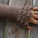 Crochet Arm warmers Fingerless Gloves Lace Arm Warmers in Taupe Brown Crochet