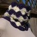 Cowl Neck Warmer in Navy Blue and Cream