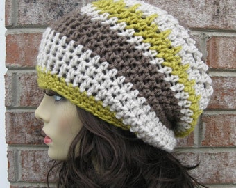 Beanie Slouchy Stripes all season, Bohemian Slouchy Hat, Beanie Hat, Beret Hat, Gift Chemo Hat, Beret Beanie Hat, Tam Beret Hat, Cozy Hat