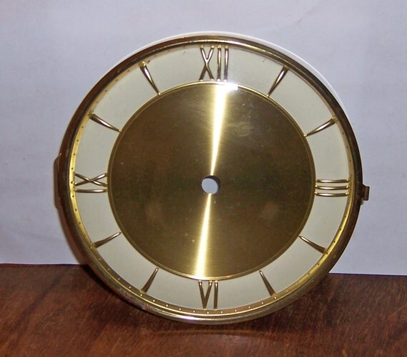 Vintage Brass Clock Face Dial Bezel with Convex Glass 6 and