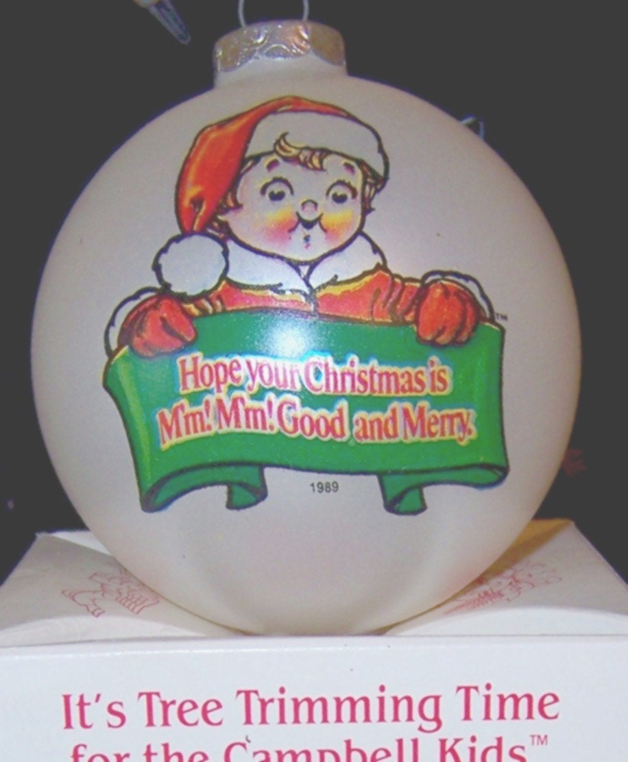 vintage cbell soup kid 1989 christmas ornament in original vintage cbell soup kid 1989 christmas ornament in original