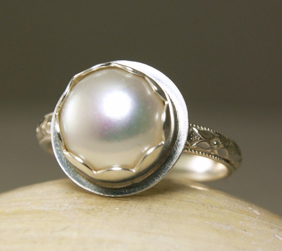 Fresh Water Pearl Ring, Sterling Silver, Handmade Custom Jewelry-size ...