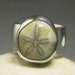 Sterling Silver Sand Dollar Ring, Fossil Starfish Stone, Custom Jewerly, Large Stone, size 8