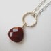 Clearance Sale - Carnelian Briolette Necklace - Sterling Silver Circle Teardrop Pendant Necklace Oxblood Red