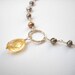 Clearance Sale - Citrine and Pearl Necklace - Sterling Silver Citrine Pendant Beaded Rosary Necklace