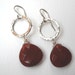 Clearance Sale - Carnelian Briolette Earrings - Sterling Silver Teardrop Dangle Circle Earrings Oxblood Red