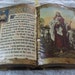 vintage The Lord Is My Shepherd . Psalm 23 . upcycled religious book in red and gold, objet d'art icon