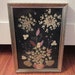 vintage pressed flowers under glass, gold frame, dried botanical flora and fauna