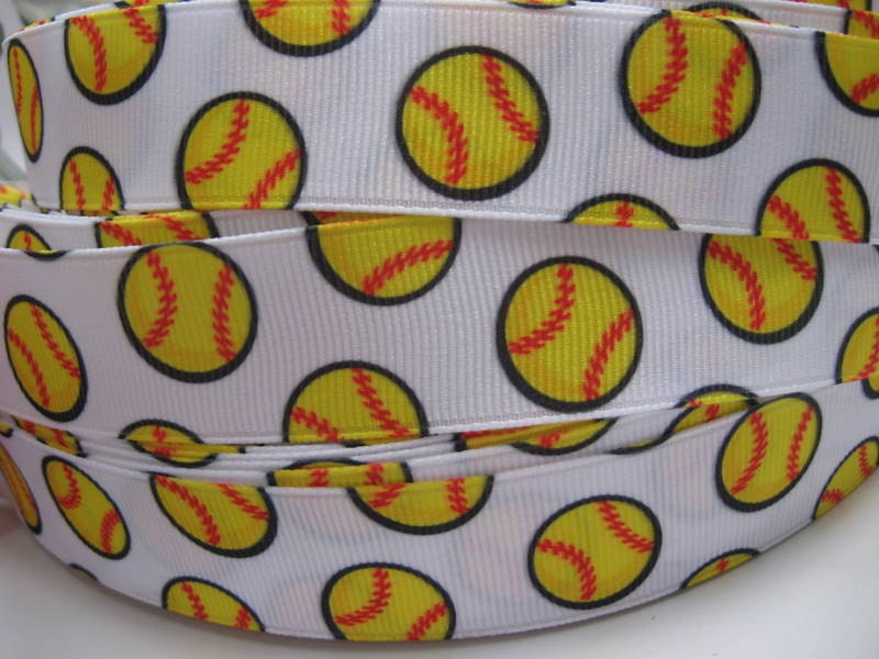 7/8 SOFTBALL Yellow SPORTS Baseball Grosgrain Ribbon Making