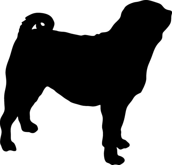 Items similar to 6 Inch Pug VInyl Dog Silhouette Decal on Etsy