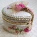 Mini Heart Shaped Shabby Chic Jewelry Box With Bead Work and Ribbon Roses