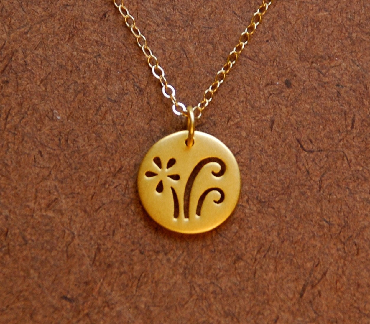 SALE 24 karat gold over sterling silver daisy flower charm