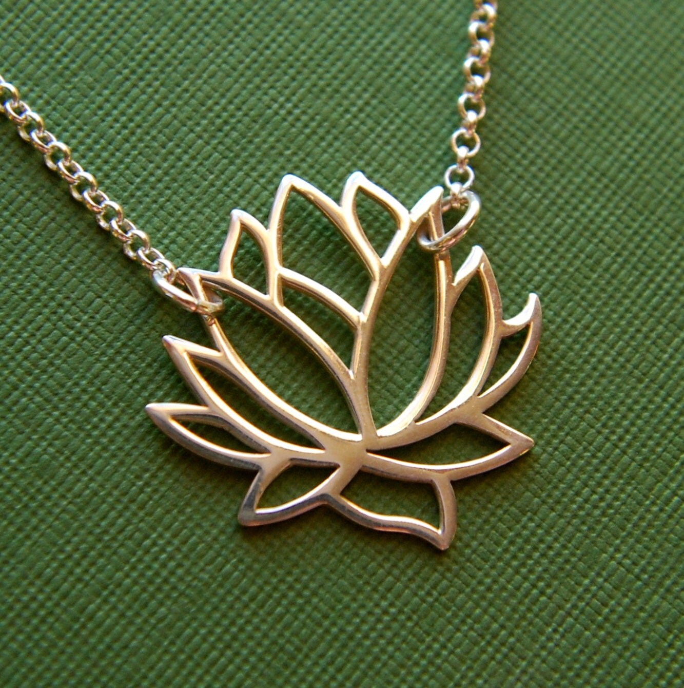 Large sterling silver lotus pendant necklace by jersey608jewelry