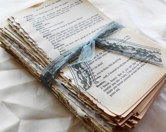 SALE Over 150 Pages of Beautiful Aged Patina'd Vintage Book Pages. Novel Pack