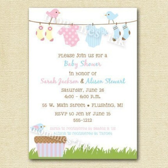Clothesline Baby Shower Invitations 5