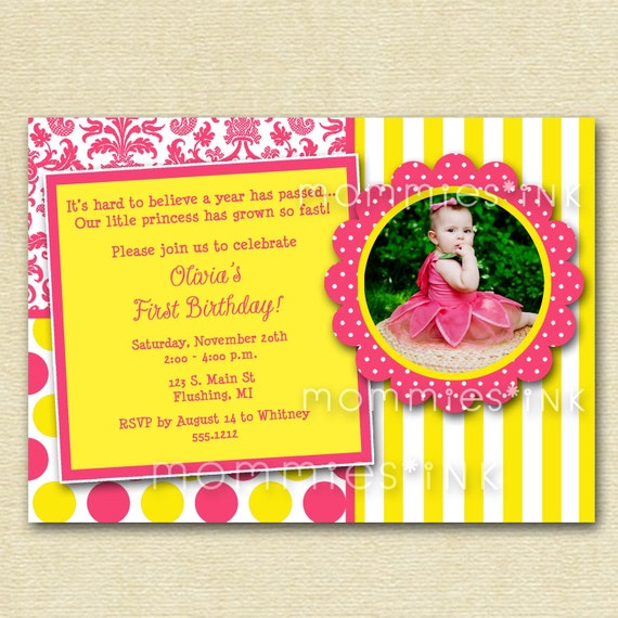 Pink Lemonade Custom Photo Birthday Invitation - PRINTABLE INVITATION DESIGN Il_570xn