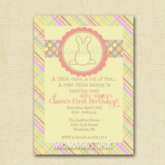 Some Bunny Rabbit Birthday or Baby Shower Invite- PRINTABLE INVITATION DESIGN Il_570xn