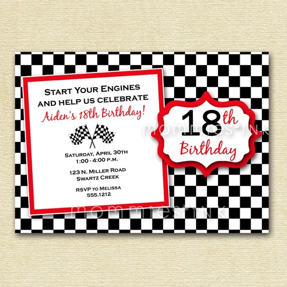 Checkered Flag Birthday Party Invitation PRINTABLE