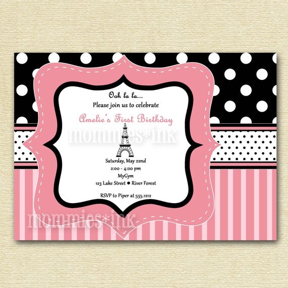 Items Similar To Paris Chic Eiffel Tower Birthday Party Invitation Printable Invitation Design 8488