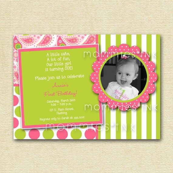 Paisley Kaleidoscope Custom Photo Birthday Invitation - PRINTABLE INVITATION DESIGN Il_570xn