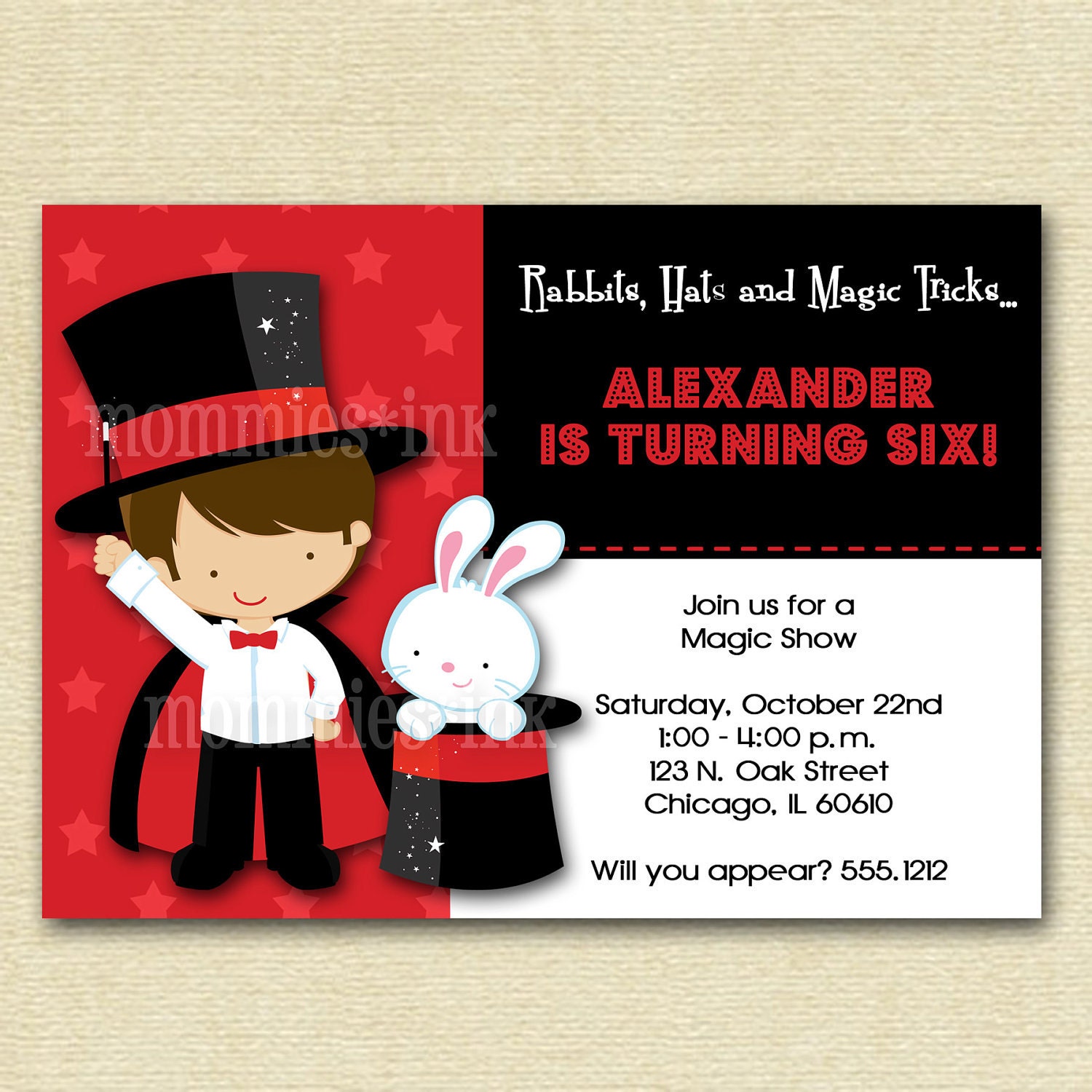 Magic Show Birthday Party Invitation Magic Show Invitation