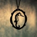 Seahorse necklace in black stainless steel - nautical fashion seahorse silhouette steampunk jewelry
