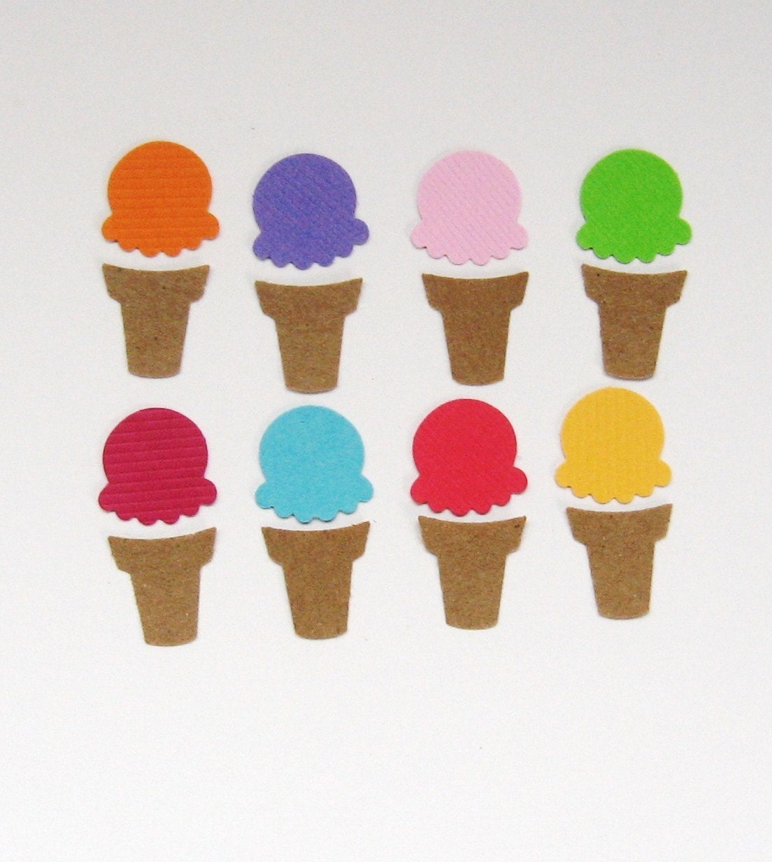 50 Ice Cream Cones Die Cuts in Beautiful Colors Hand