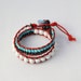 CHOKER or WRAP bracelet // southwest Native American Indian inspired colors, white, black, red, turquoise, red leather